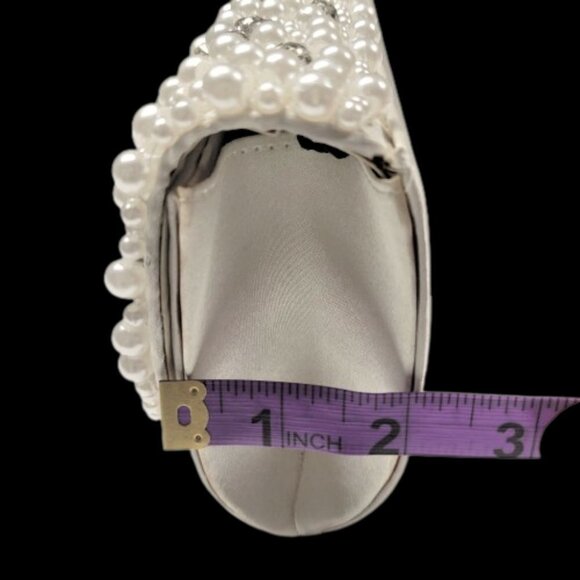 Simon Chang Pearl and Crystal Studded Evening Cocktail Wedding White Purse - Picture 9 of 16